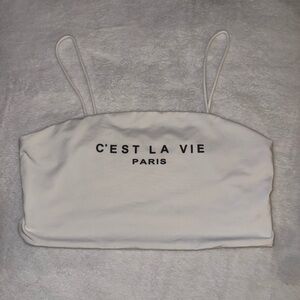 GIRLS SHEIN C‘est La Vie White Crop Top
